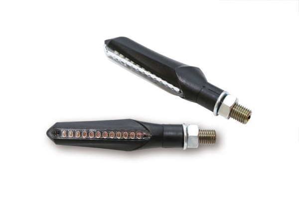 HIGHSIDER Smart Run LED Sequenz-Blinker Gehäuse Schwarz / Linse Rauchgrau (Paar), Vorn & Hinten