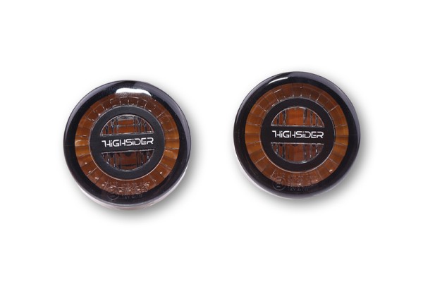 HIGHSIDER Pro Rocket LED Blinker Gehäuse Schwarz / Linse Rauchgrau (Paar), Vorn & Hinten