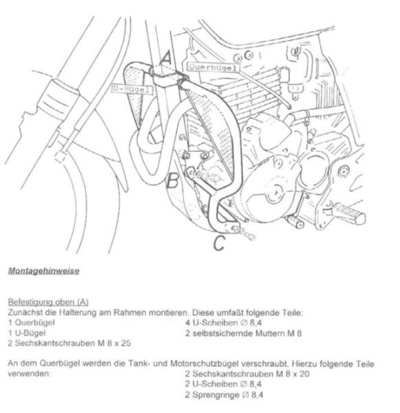 Motorschutzbügel schwarz für Honda SLR 650 (97-99) /FX 650 Vigor (99-00) Hepco & Becker