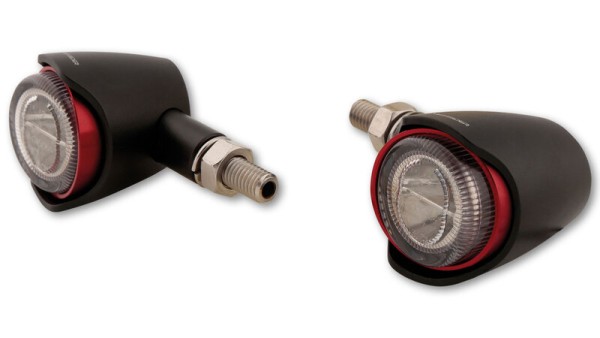 HIGHSIDER Pro Akron-X LED Mini Indicator Gehäuse Schwarz / Linse Klar (Paar), Vorn & Hinten