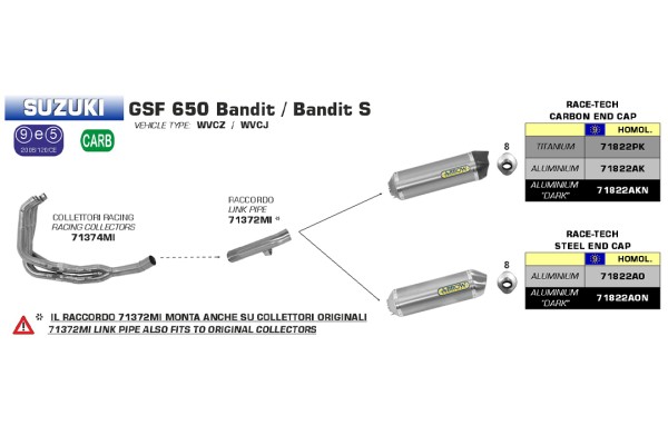ARROW Auspuff RACE TECH für Suzuki GSX650 / GSX1250 / Bandit 2007-16 aus Aluminium, schwarz