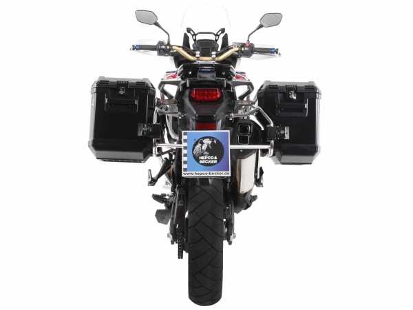 Xplorer Cutout Kofferset schwarz + Cutout-Träger silber für Honda CRF1000 Africa Twin (16-17)