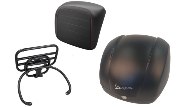 Topcase Kit 36L schwarz matt (99/C), Gepäckträger schwarz für Vespa GTS 125/300/310